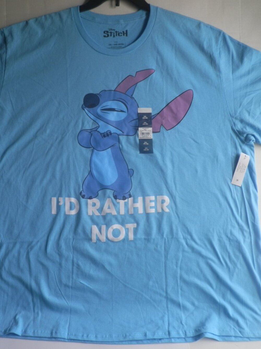 Disney Blue Lilo & Stitch Graphic Crewneck T-Shirt 3XL Men's NWT - I Rather Not